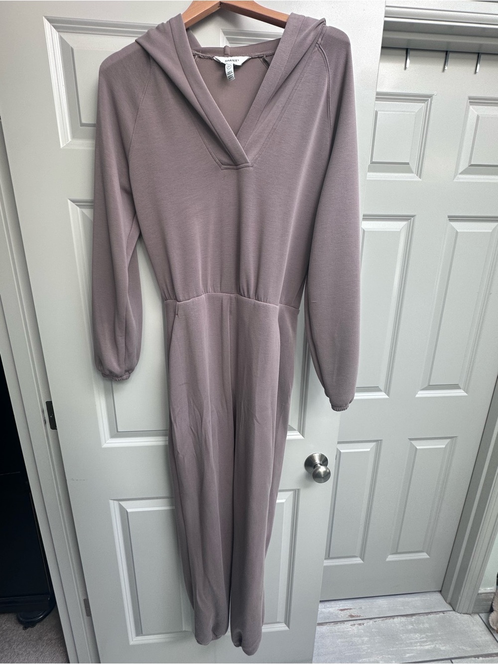 SPANX Mocha Hooded Long Sleeve Jumpsuit